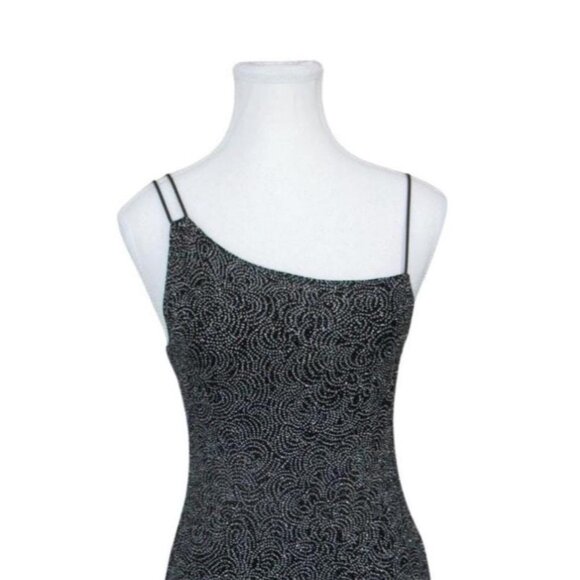 Shimmery 90s Style Black Evening Dress - Picture 5 of 6